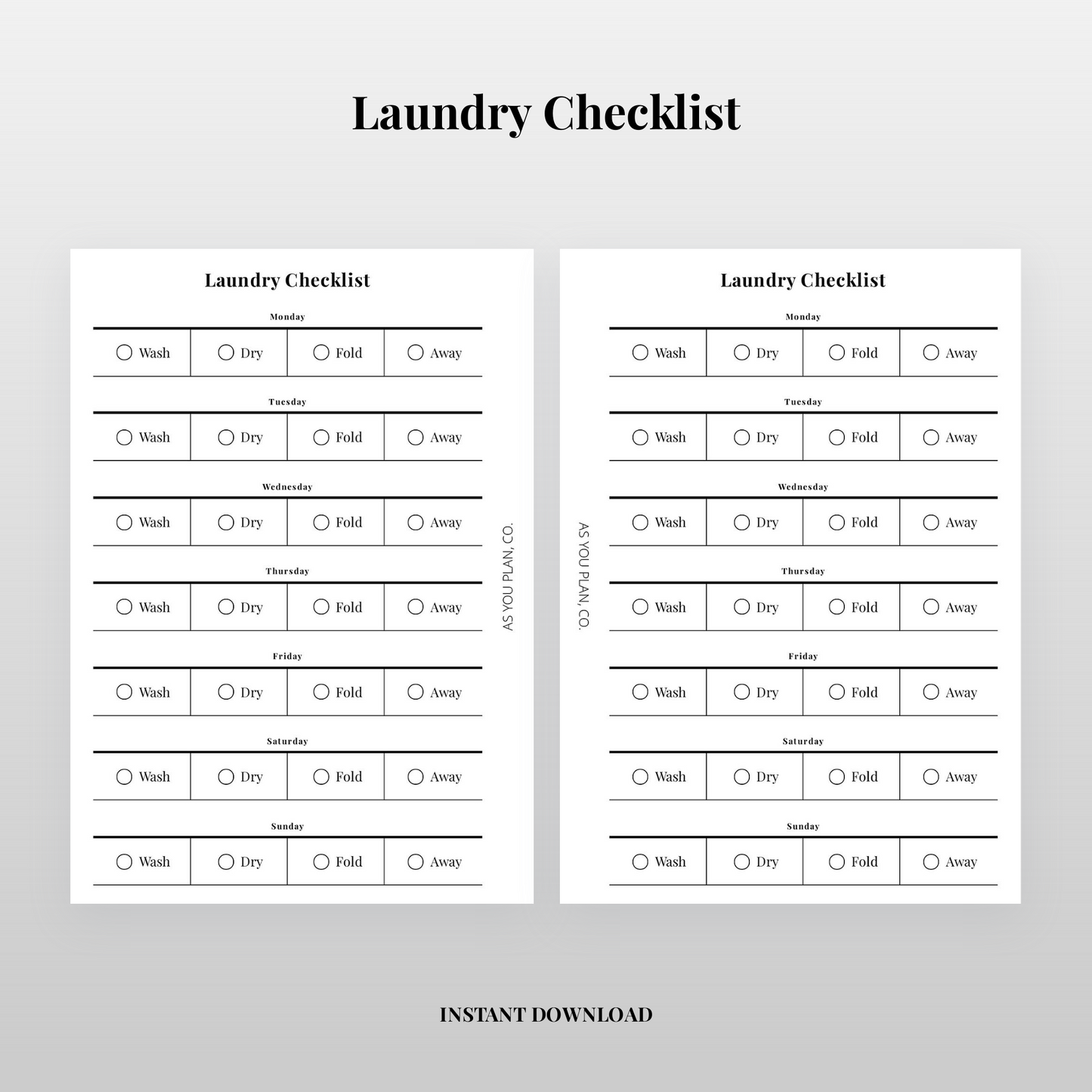 Laundry Checklist Planner Insert | A5 and Letter Printable with Cut Lines (Digital Download)