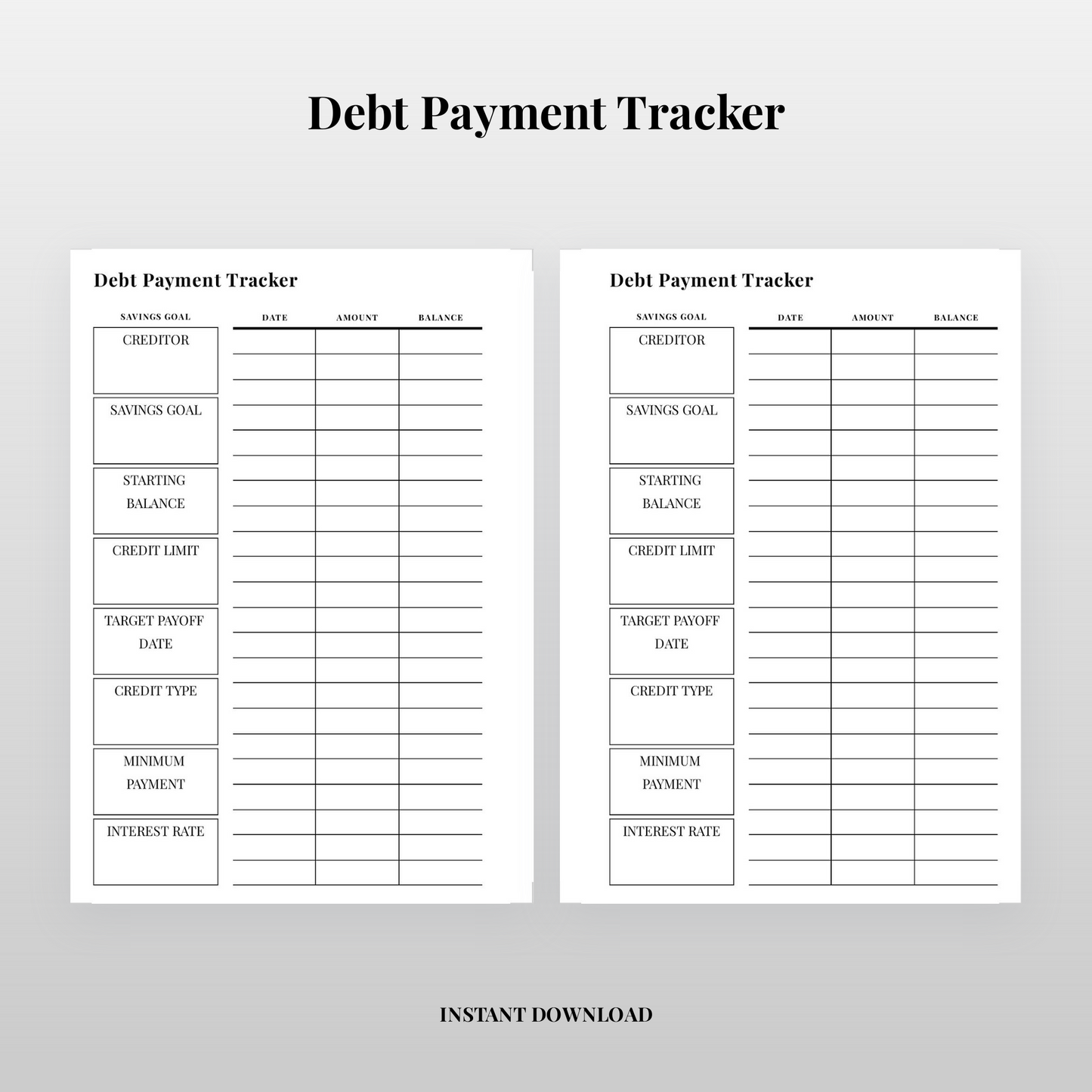 Debt Payment Tracker | A5 and Letter Printable Finance Insert with Cut Lines (Digital Download)