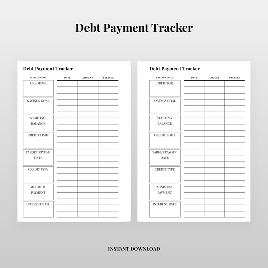 Debt Payment Tracker | A5 and Letter Printable Finance Insert with Cut Lines (Digital Download)