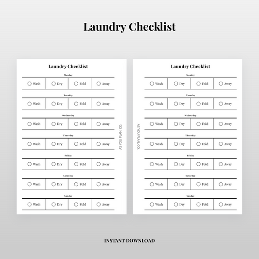 Laundry Checklist Planner Insert | A5 and Letter Printable with Cut Lines (Digital Download)