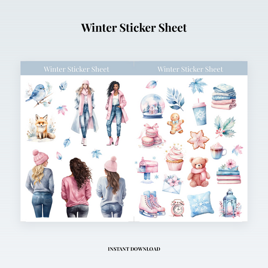 Winter Planner Digital Sticker Set | A5 Cozy Neutral Stickers for iPad, GoodNotes & Printable Planners