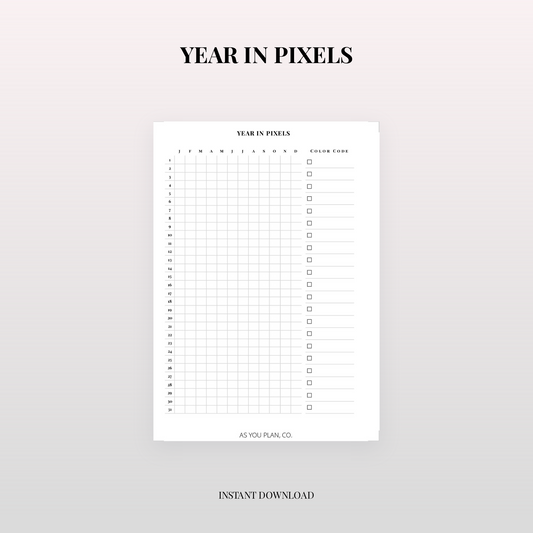 Year in Pixels Mood Tracker | A5 Printable Planner Insert (Digital Download)